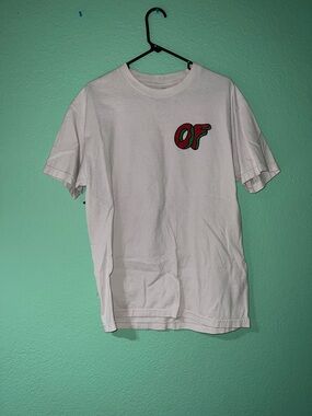 Odd Future White Short-Sleeve Tee with Red and Green OF Chest Logo